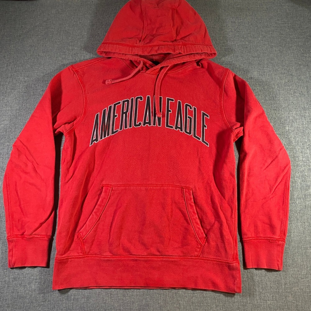 American Eagle Outfitters Red Graphic Pullover Hoodie Sweatshirt‎ Men's Small
